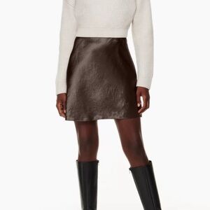 Aritzia Babaton Slip Mini Skirt. Great Condition. Size 2. Rich Mocha Brown
